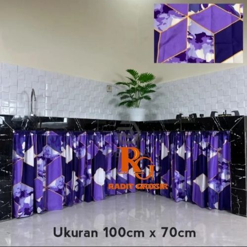 Gorden Kolong Dapur Minimalis | Gorden Meja Bawah Kompor Uk 100 x 70 cm + Bonus Tali