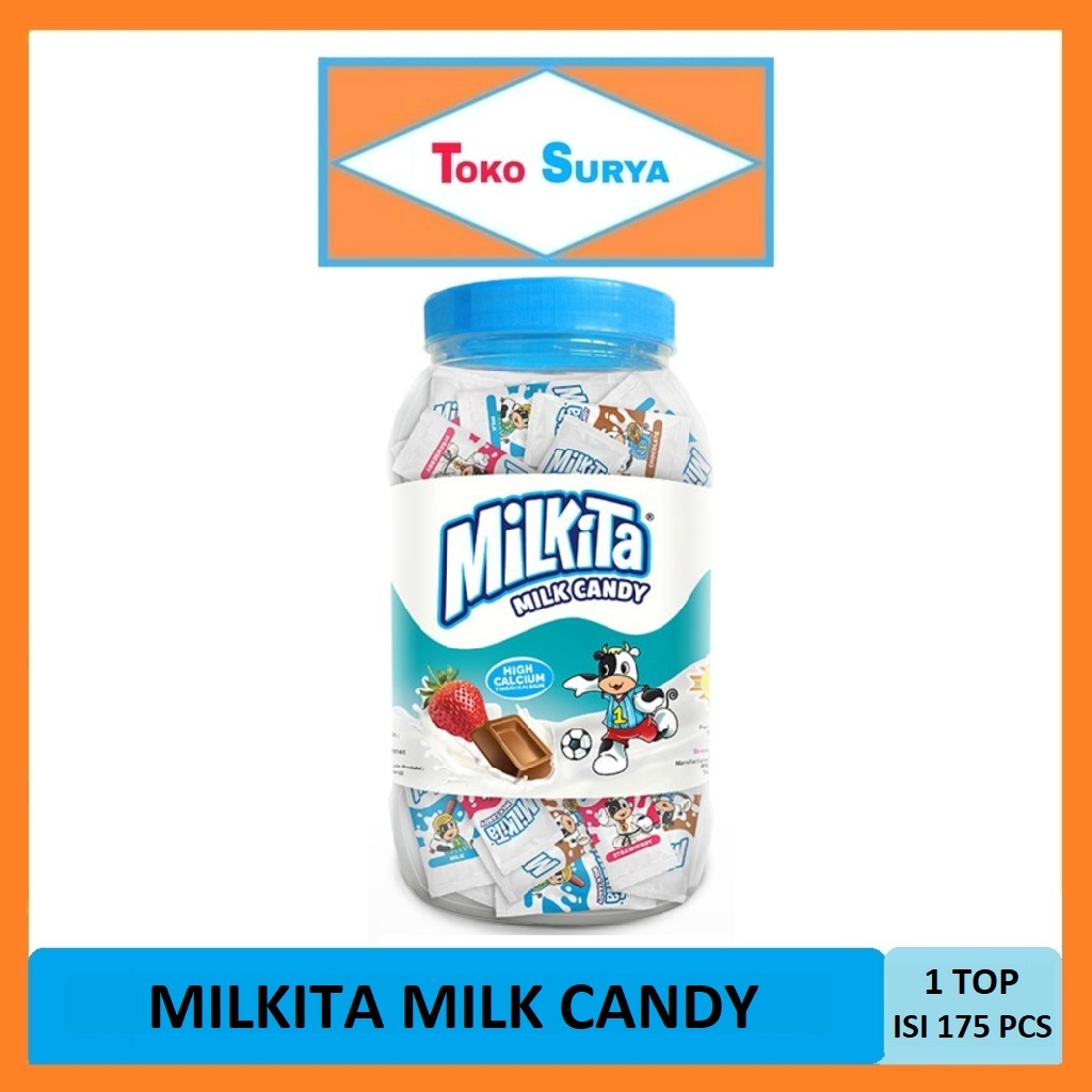 

Milkita Milk Candy Permen Rasa Cokelat/Stroberi/Melon Toples 490 Gr