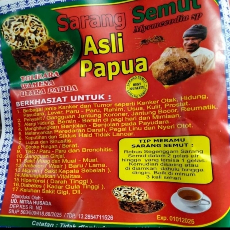 

Sarang Semut Asli Papua 1 bks (100 gr)