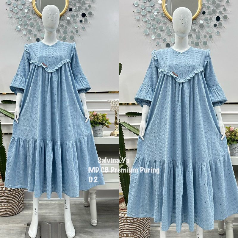 Midi dress caton bordir salvina ys / dress premium salvina ys