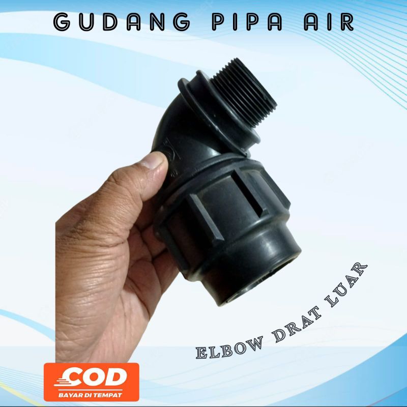sambungan pipa hdpe elbow drat luar 20mm x 1/2 inch