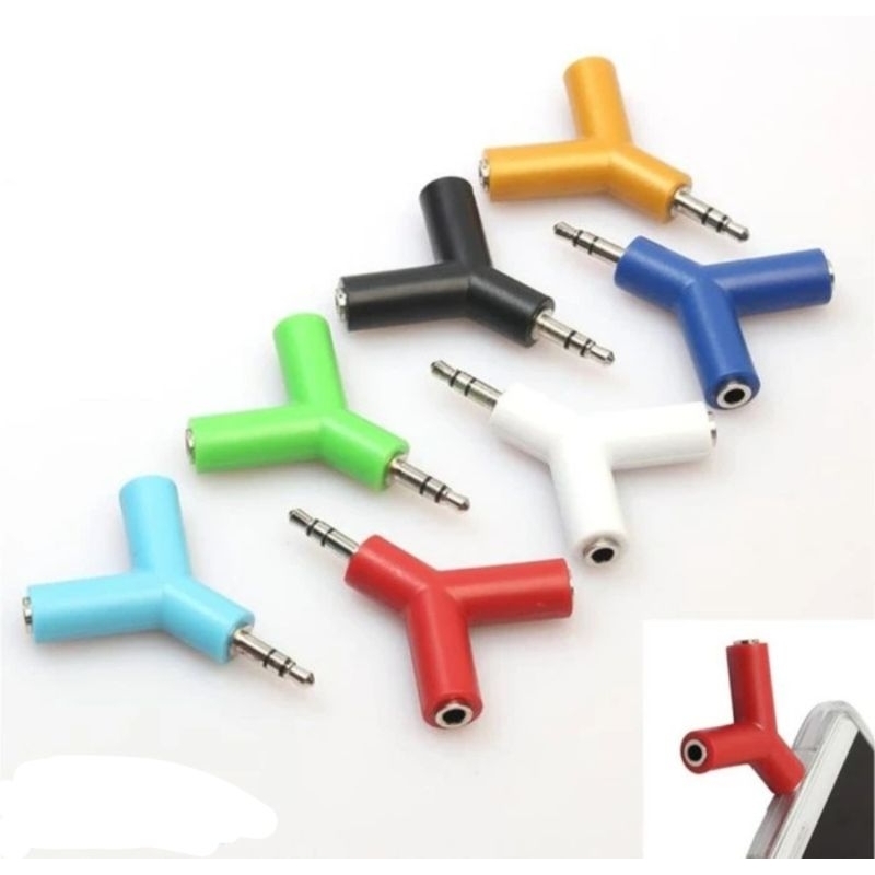 Audio splitter Y shape 3,5 mm jack audio 2 male to 1 female