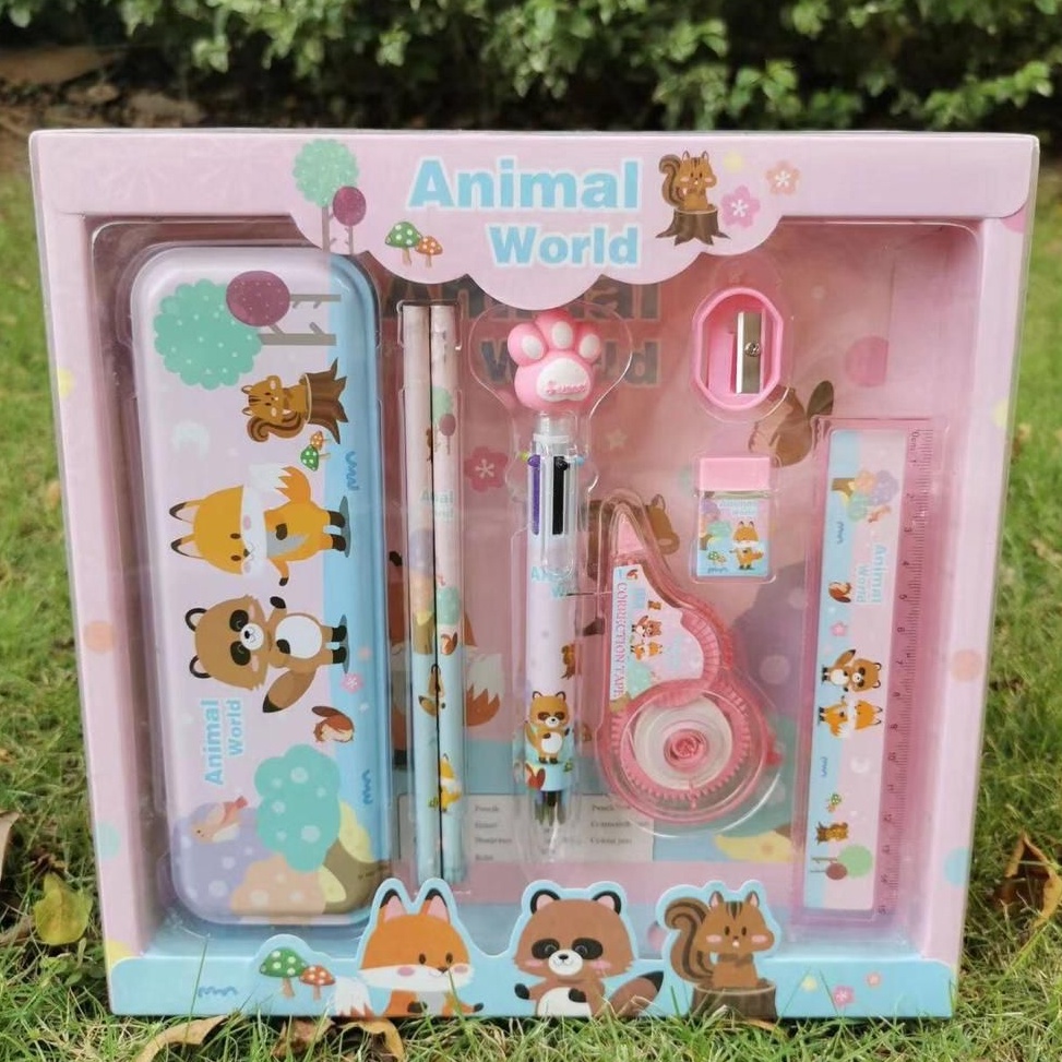 Grosir Irit SERBALAKUKTPS2KOTAK PENSIL SETT  STUDY SET STATIONERY SET ALAT TULIS SEKOLAH ANAK SET AT