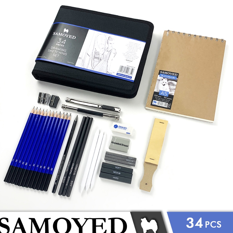 

Model Terjamin Peralatan Pensil Gambar Sketsa Professional Drawing Sketching Set Samoyed DRSKP34