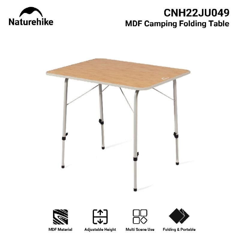 MEJA LIPAT NATUREHIKE CNH22JU049 MDF FOLDING TABLE FIBERBOARD ADJUSTABLE HEIGHT MEJA MAKAN MASAK CAM