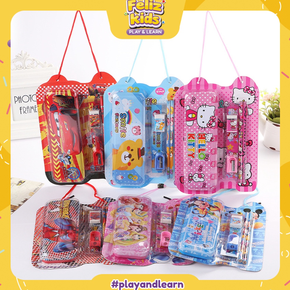 

Garansi Kualitas FELIZKIDS FK12 set stationery paket alat tulis korea lucu kotak pensil besi pensil penggaris souvenir hampers anak