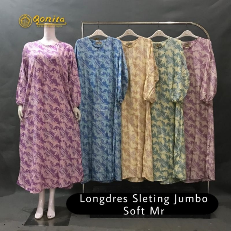 (LD 110 CM) Daster Qonita Batik Pekalongan ll Longdres Sleting Jumbo Soft Mr