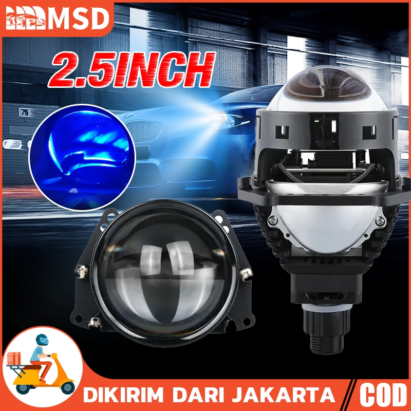 Projector Biled 2.5 inch Blue Lens ibright High Low Putih plus kipas pendingin