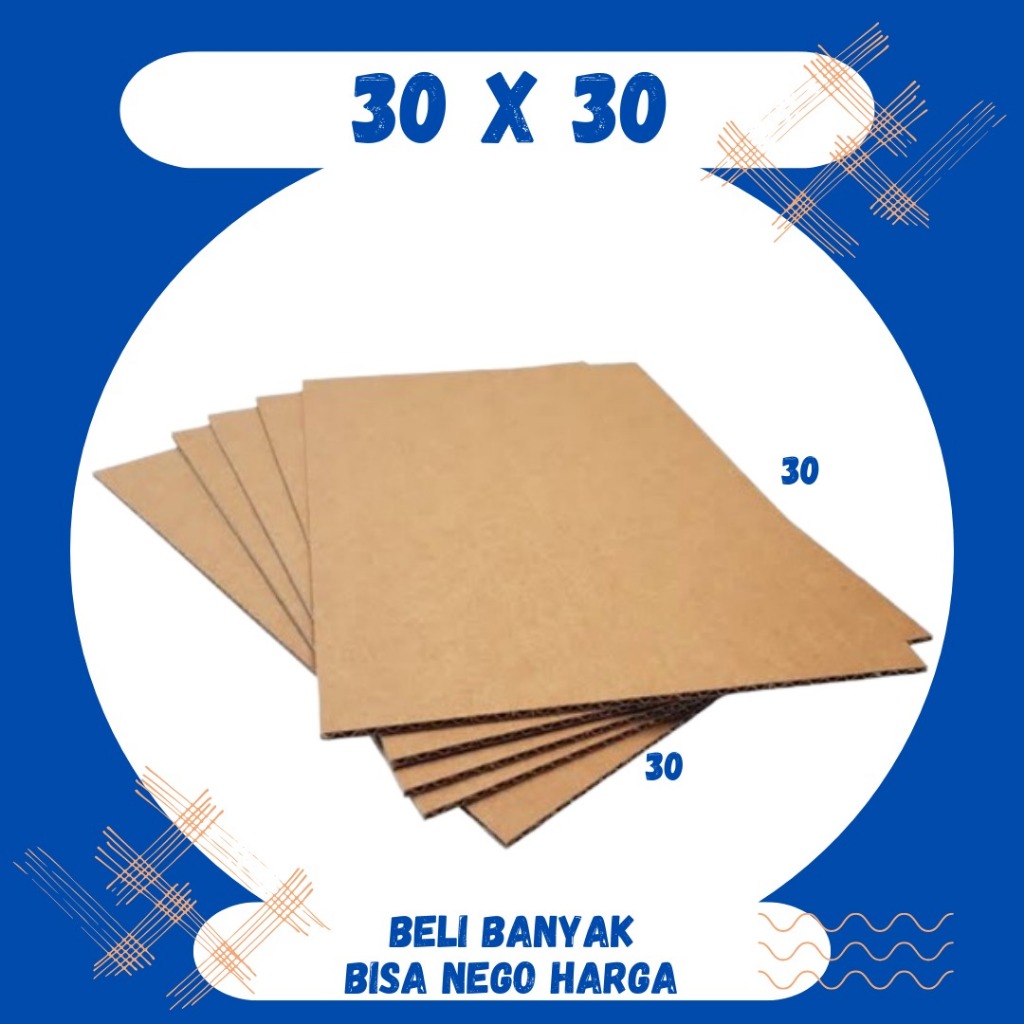 

Kardus Lembaran 30x30 / 30x20 / 30x10 Sheet Polos Single Wall Packing Karton Coklat Warna Packing