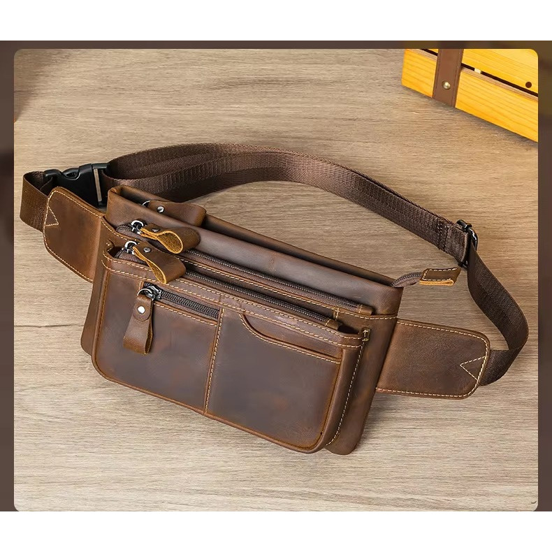 Tas Pinggang Kulit Kuda - Tas Pinggang Kulit Asli Pria Kantong Sabuk