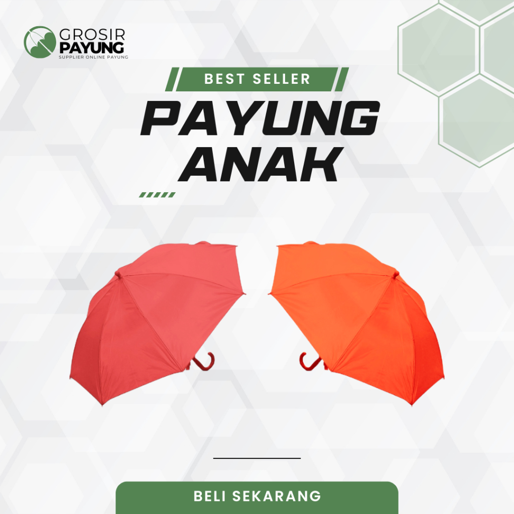 Payung anak polos biasa merah dan putih grosir murah umbrella red and white terjangkau berkualitas
