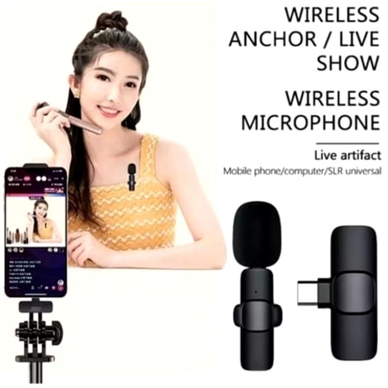 Mic Wireless Nirkabel Klip / Mic Klip On Wireless Type C / Mic Klip Konten Live