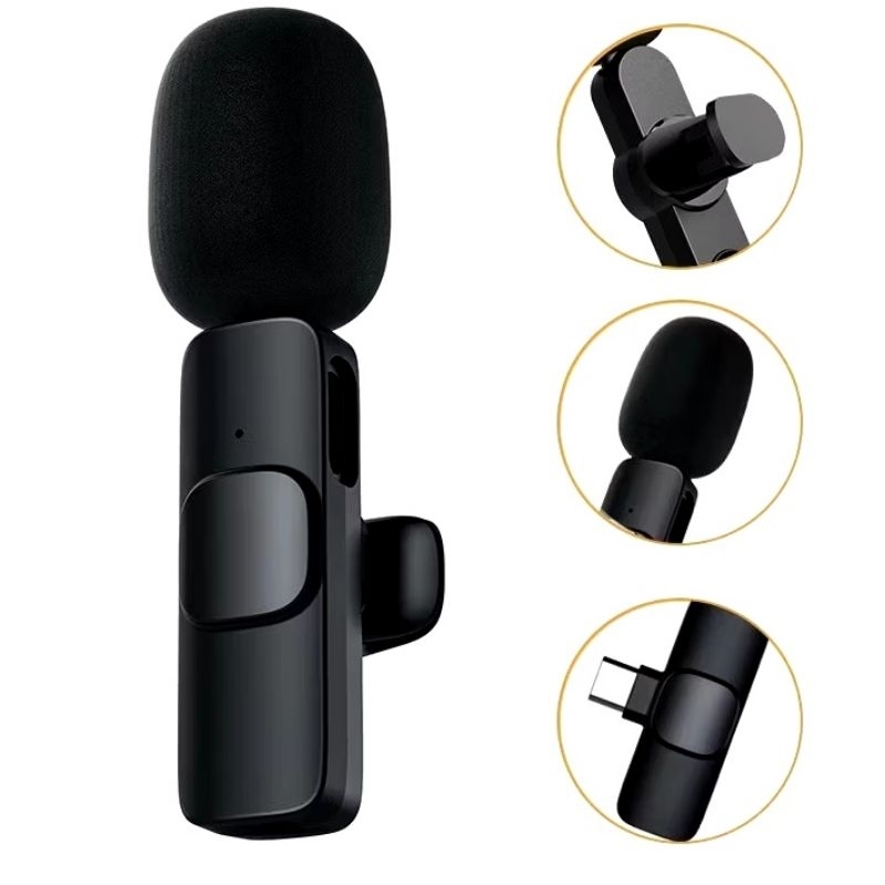 Terbaru Mic Wireless Nirkabel Klip / Mic Klip On Wireless Type C / Mic Klip Konten Live