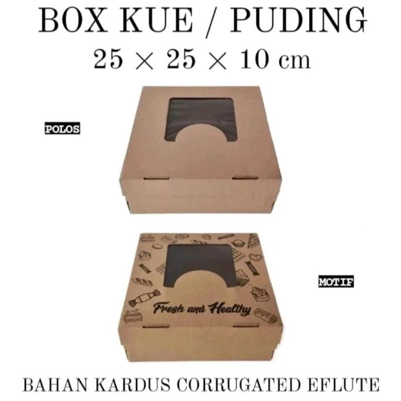 

10 Pcs Box Packaging Pudding Motif Cokelat Polos Ukuran 25 x 25 x 10cm