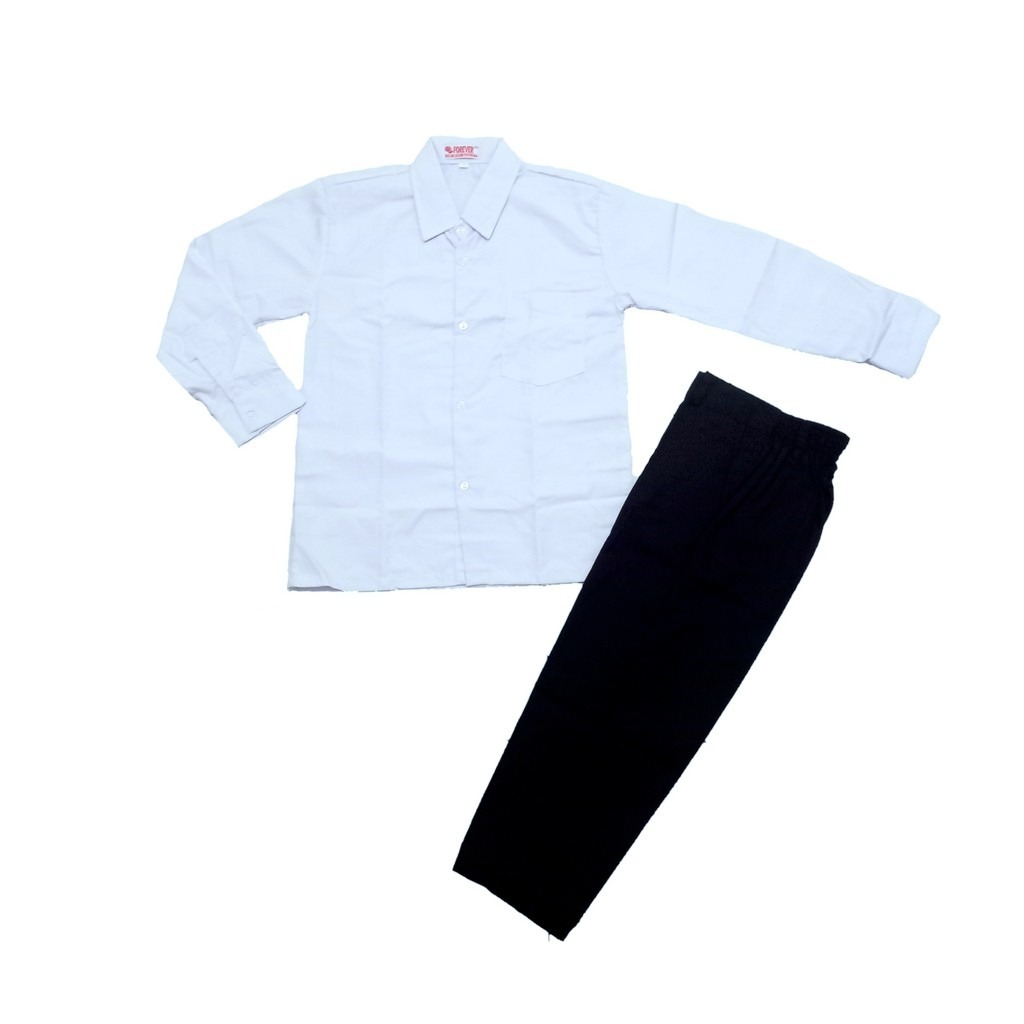 PROMO SETELAN SERAGAM SEKOLAH BAJU PUTIH DAN CELANA HITAM PANJANG ANAK SD/MI LAKI-LAKI