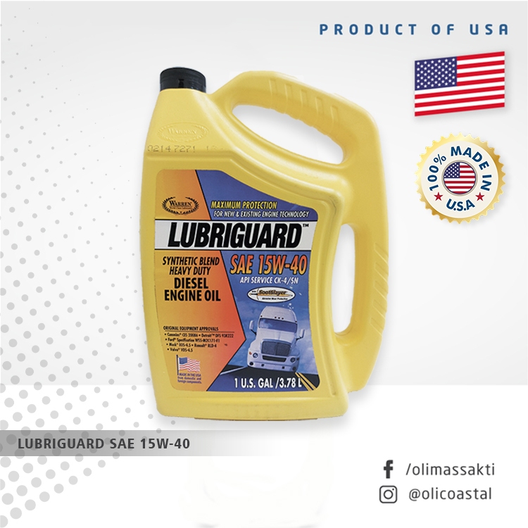 Lubriguard 15W-40 CK-4/SM Heavy Duty Diesel Engine Oil Oli Mobil 4L