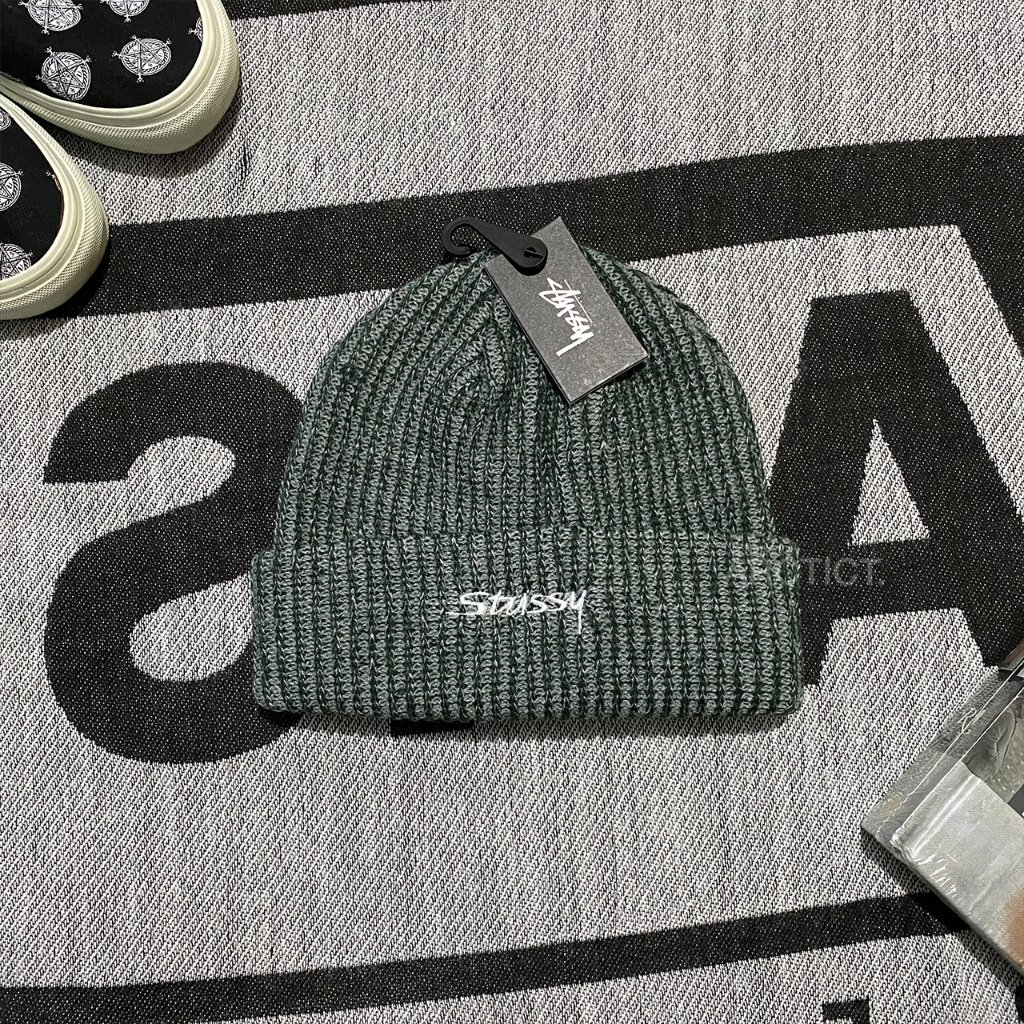 STUSSY 2 TWO TONE KNIT SHORT BEANIE HAT - GREEN | KUPLUK STUSSY