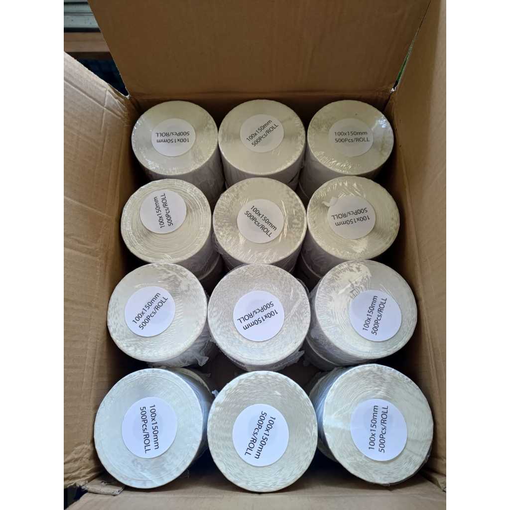 

(GOJEK/GRAB) THERMAL LABEL STICKER ROLL KERTAS BARCODE PREMIUM 100X150 MM 500LEMBAR PREMIUM (1DUS)