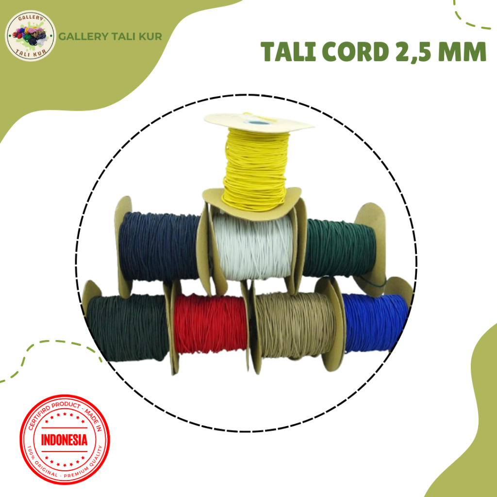 

Tali Karet Elastis Meteran Size 2.5 MM | Pengikat Barang Elastic Cord Warna Warni