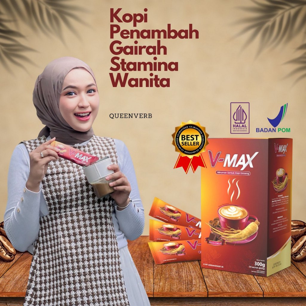 

V-MAX Minumuan Cokelat Khusus Wanita 1 Box Isi 10 sachet Original BPOM