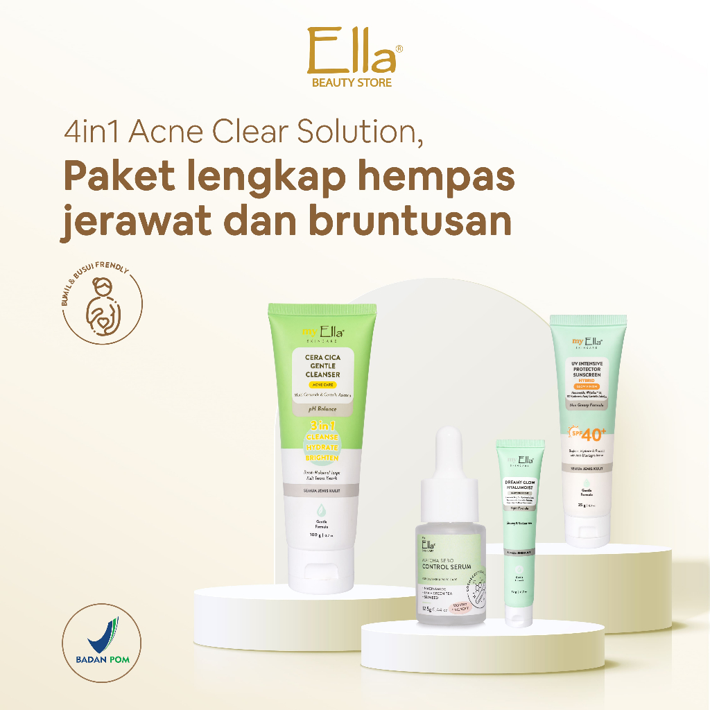 Ella Skincare 4in1 Acne Clear Solution - Paket Lengkap Hempas Jerawat dan Bruntusan