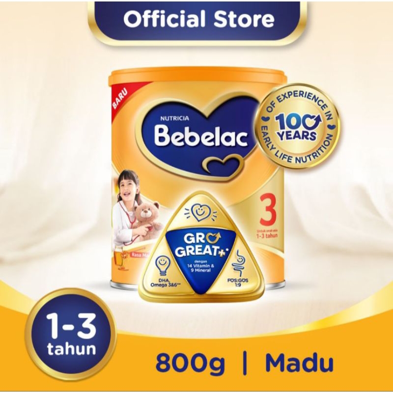 

Bebelac 3 GroGreat+ Susu Bubuk Pertumbuhan Anak Madu 800 g