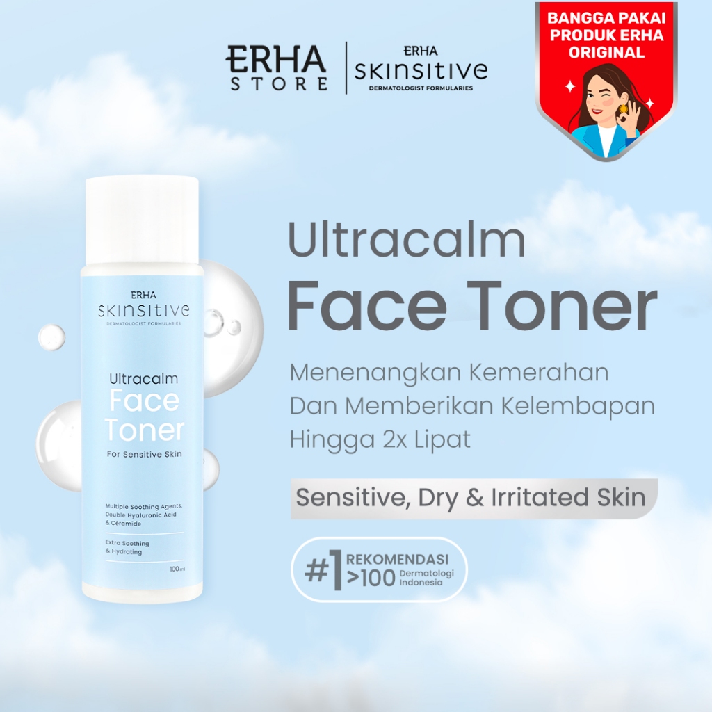 ERHA Skinsitive Ultracalm Face Toner 100g | Hydrating & Calming Toner untuk Semua Jenis Kulit (Norma