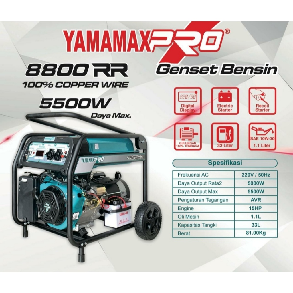 GENSET YAMAMAX PRO 5500 WATT 8800 RR GENERATOR LISTRIK BENSIN