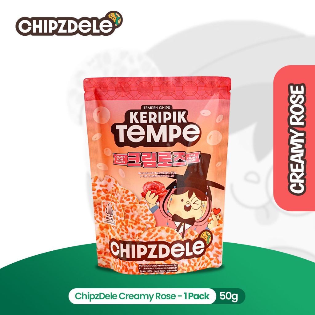 

Chipzdele Keripik Tempe 50 gram Korean Series Rasa Creamy Rose - 1 pack