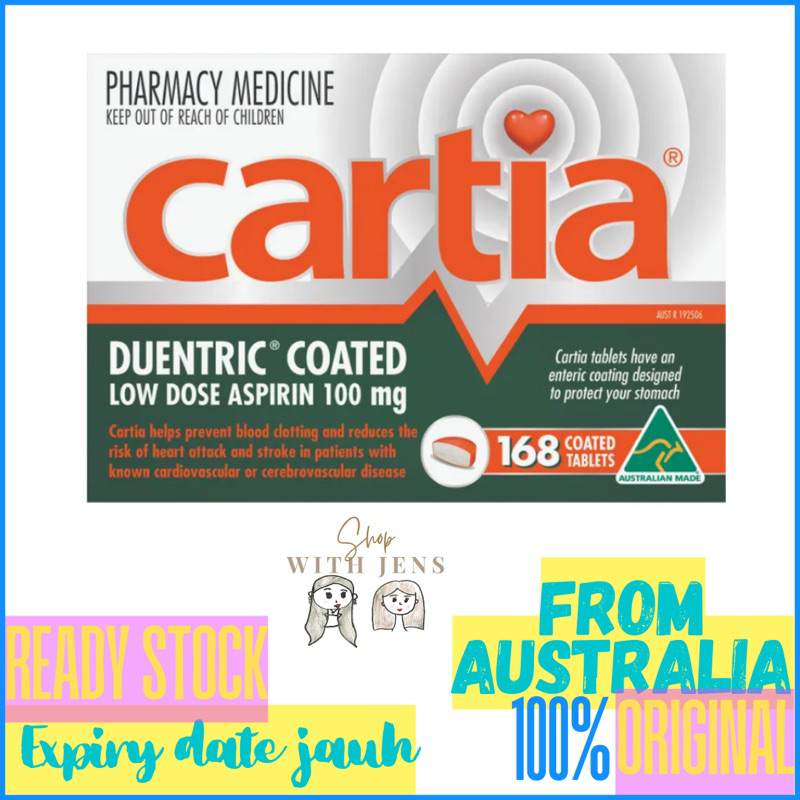Cartia Low Dose Aspirin 100 mg Enteric Coated Tablet 168 Tablets Mencegah penggumpalan darah dan men