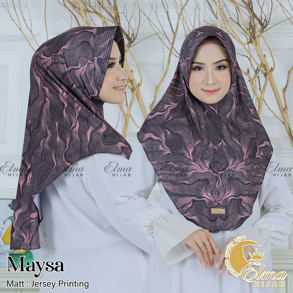 Jilbab Instan Maysa Motif Sublim Printing Bahan Jersey By Elma Hijab