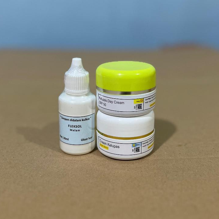 cream kelupas siang malam + fleksol untuk wajah berflek
