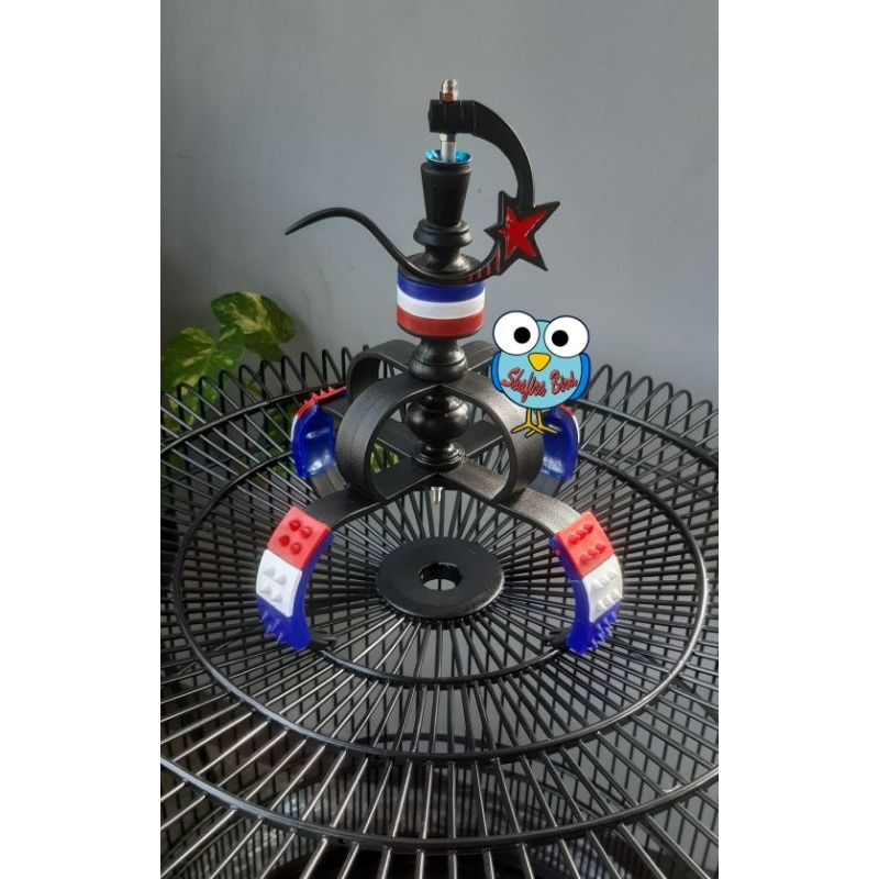 Mahkota sangkar murai motif bendera rangka hitam fulset pion dan gantungan lipat