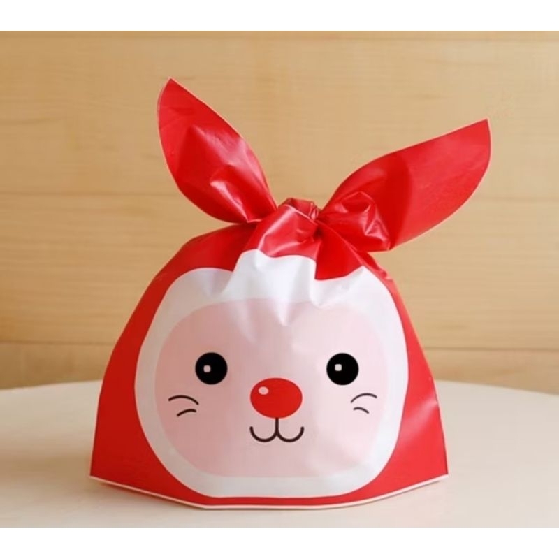 PLASTIK RABBIT MERAH / PLASTIK RABBIT NATAL / PLASTIK BINGKISAN NATAL MERRY CHRISTMAS