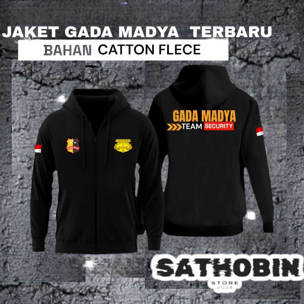 Jaket resleting security terbaru /hoodie gada madya lengan panjang /bahan flece geramasi 280 bisa co