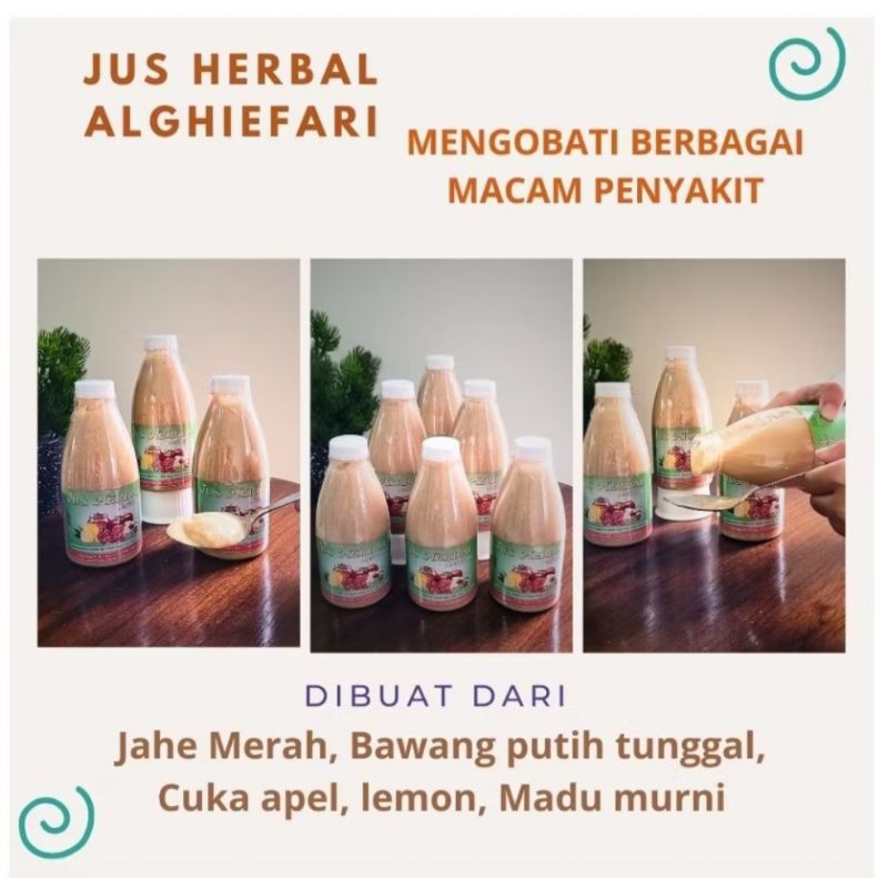 

JUS HERBAL JAHE MERAH, BAWANG, CUKA APEL, LEMON, MADU