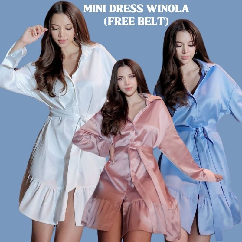 - BANGKOK MEDAN - READY MINI DRESS WINOLA + FREE BELT / DRESS WANITA BY COTTON CANDY
