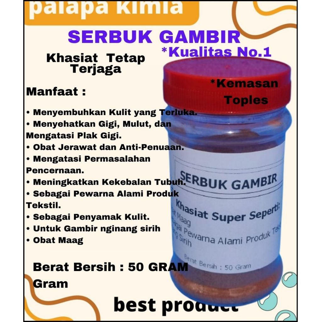 

SERBUK GAMBIR KEMASAN TOPLES 50 GRAM