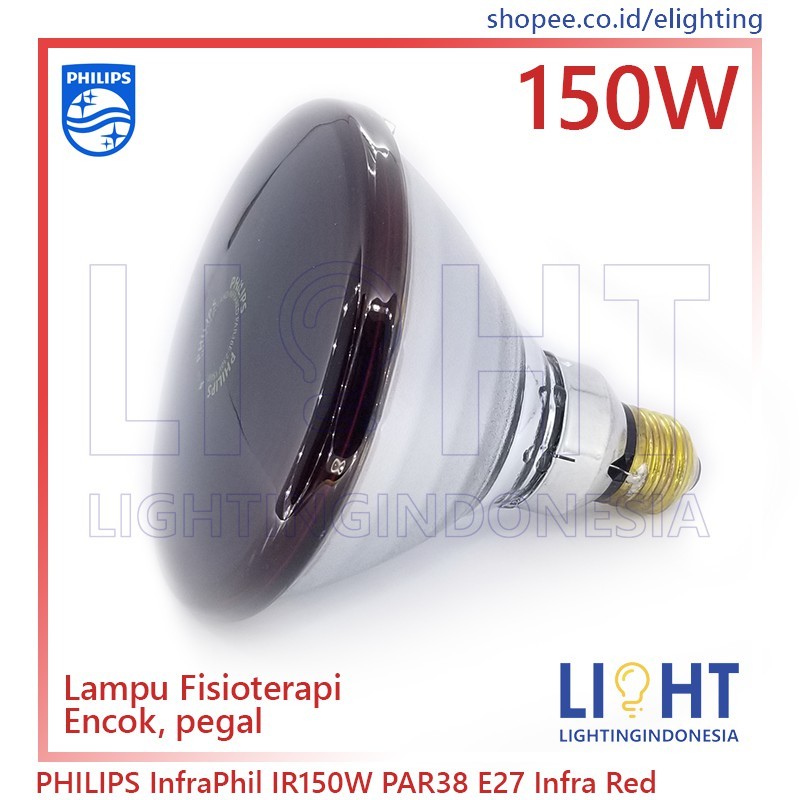 Lampu Infrared PHILIPS InfraPhil PAR38 IR 150W E27 230V RED Lampu Encok Fisio terapi