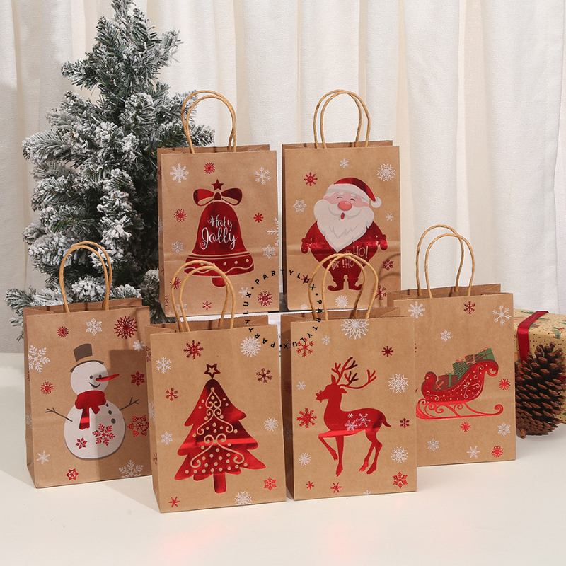 

Paper Bag Natal Kraft Paper Karakter Santa Rusa Snowman / Goodie Bag Christmas / Tas Hampers Natal