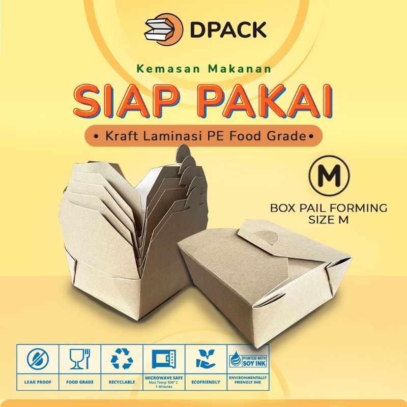 Box Pail Forming Size M Siap Pakai | Rice Box Paper | Kraft Paper FoodGrade Lunch Box