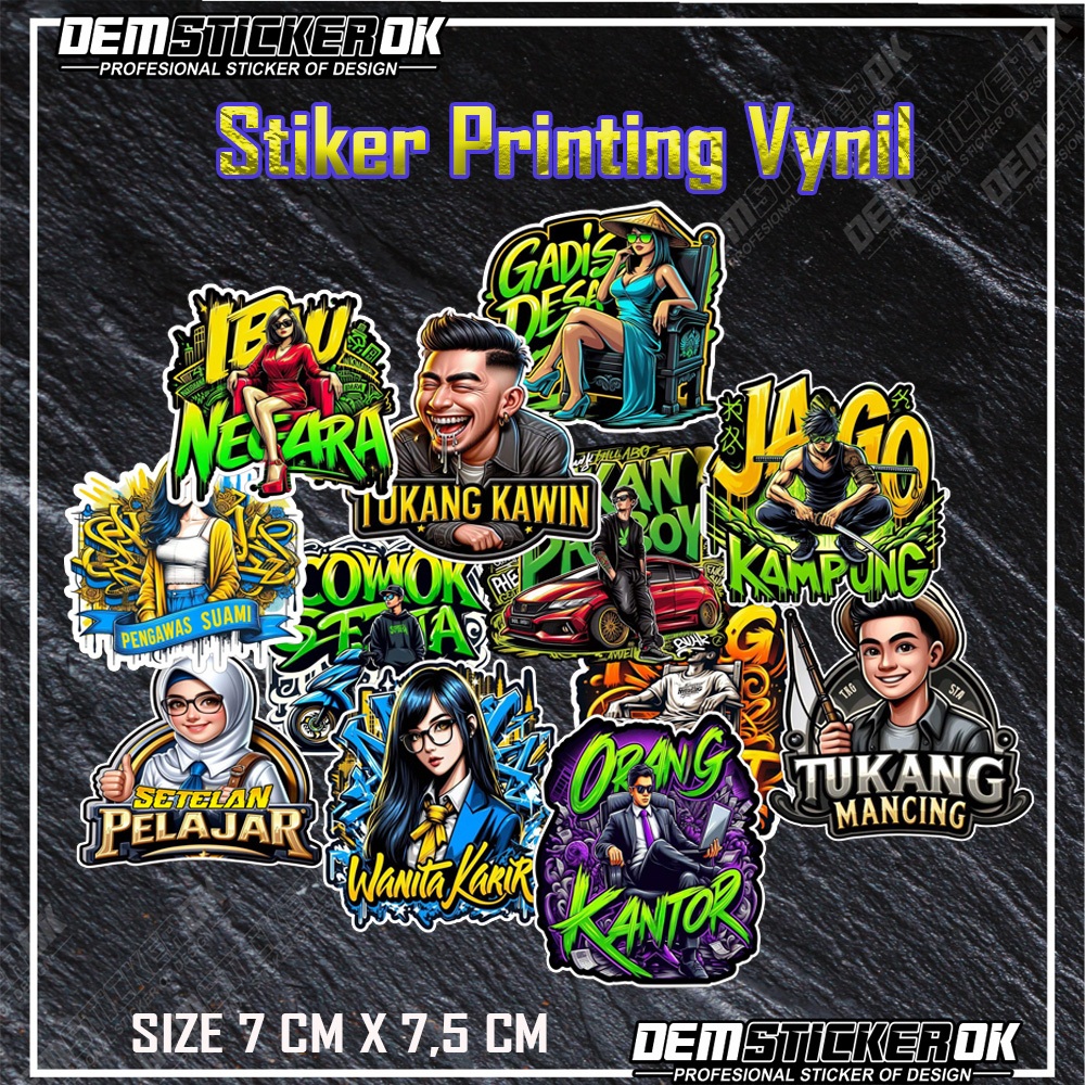 Stiker printing hologram dan vinil stiker keren viral dan lucu,stiker gambar dan kata kata viral