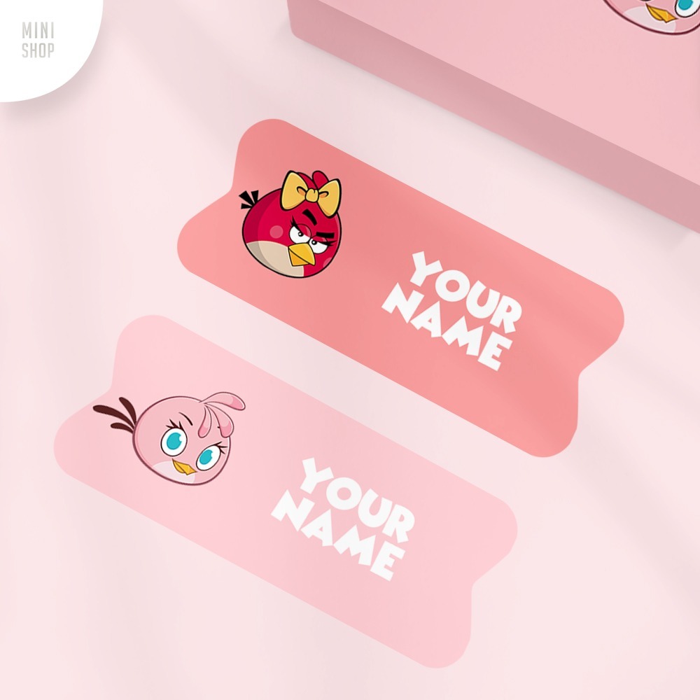 

Stiker Nama Custom Waterproof Angry Bird Girl