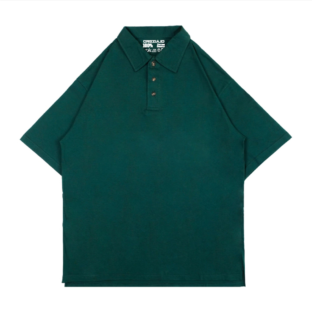 Kaos Polos Hijau Botol Vintage Short Rugby Polo Shirt - Bonheur