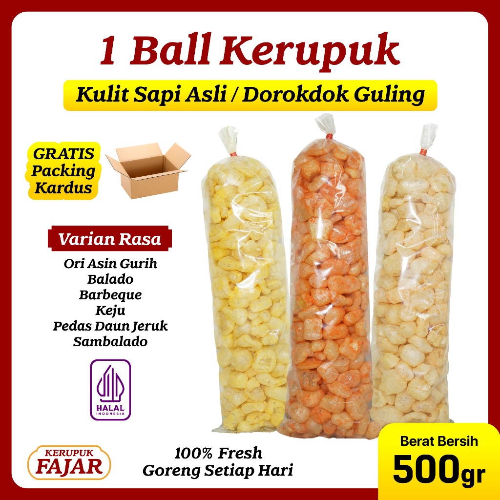 

1 BALL KERUPUK KULIT SAPI ASLI 500GR DOROKDOK KILOAN VIRAL MURAH ENAK HALAL RENYAH