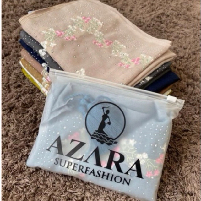 ALARA HIJAB-HIJAB SEGI EMPAT PARIS PAYET BUNGA BORDIR AZARA BUCKLE POUCH// HIJAB SULAM BORDIR MEWAH 