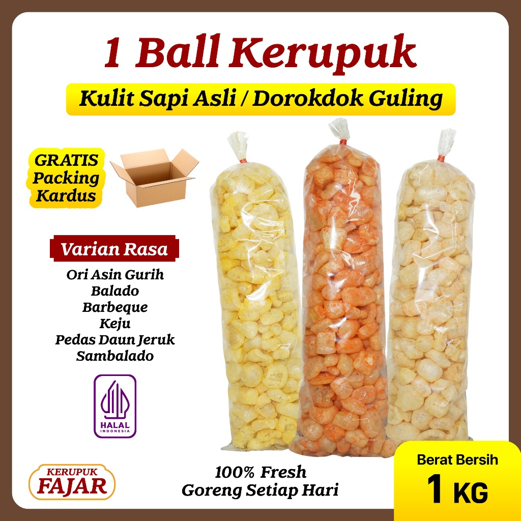 

1 BALL KERUPUK KULIT SAPI ASLI 1KG DOROKDOK KILOAN VIRAL MURAH ENAK HALAL RENYAH