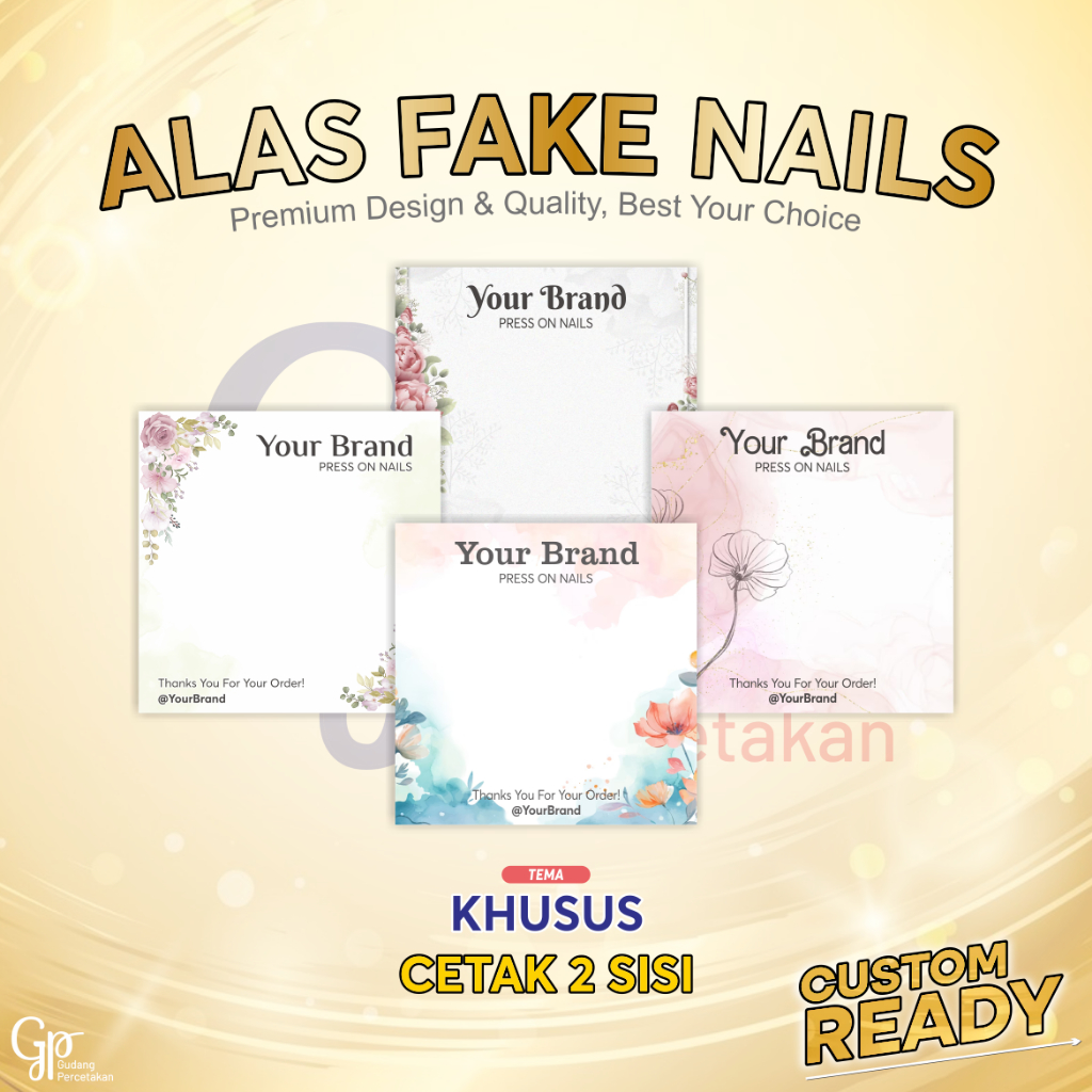(CETAK 2 SISI) Alas Fake Nail / Kuku Palsu Card /Alas Kuku Press On Nails Olshop Free Custom