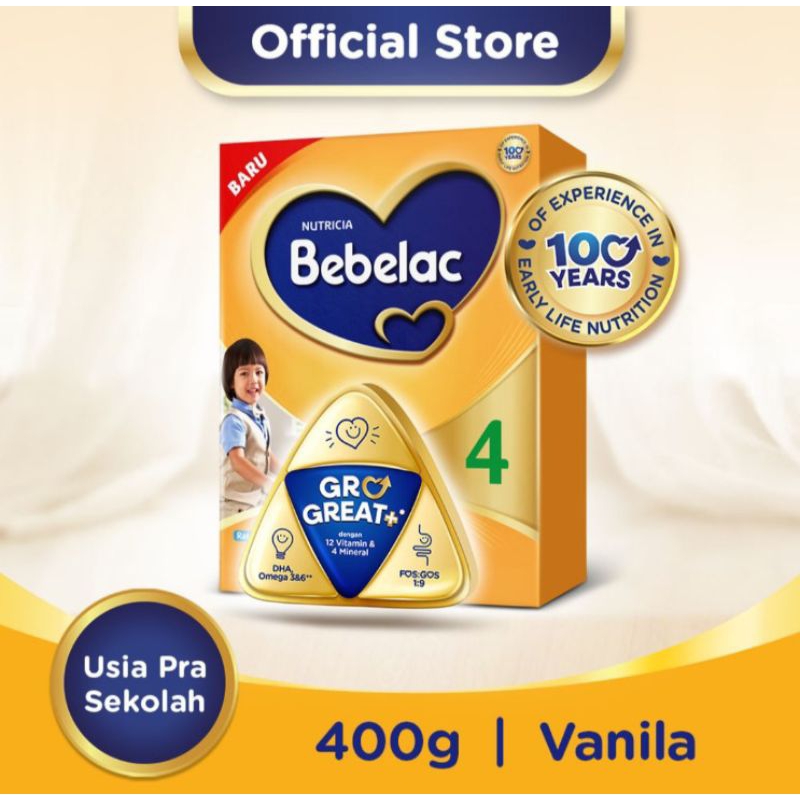 

Bebelac 4 GroGreat+ Susu Bubuk Pertumbuhan Anak Vanila 400 g