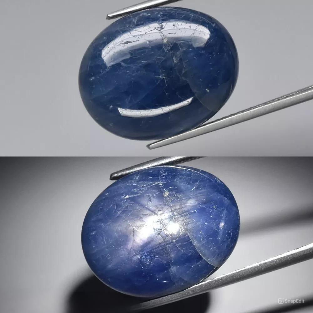 Batu Cincin Permata Mulia Safir Biru Bintang Blue Star Sapphire Myanmar Alami Natural 18.77 Ct. Unhe